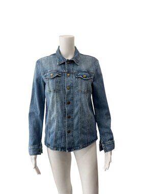 $278 Current/Elliot Blue Denim Super Loved Cotton Shirt Mechanic Jacket size 1/S